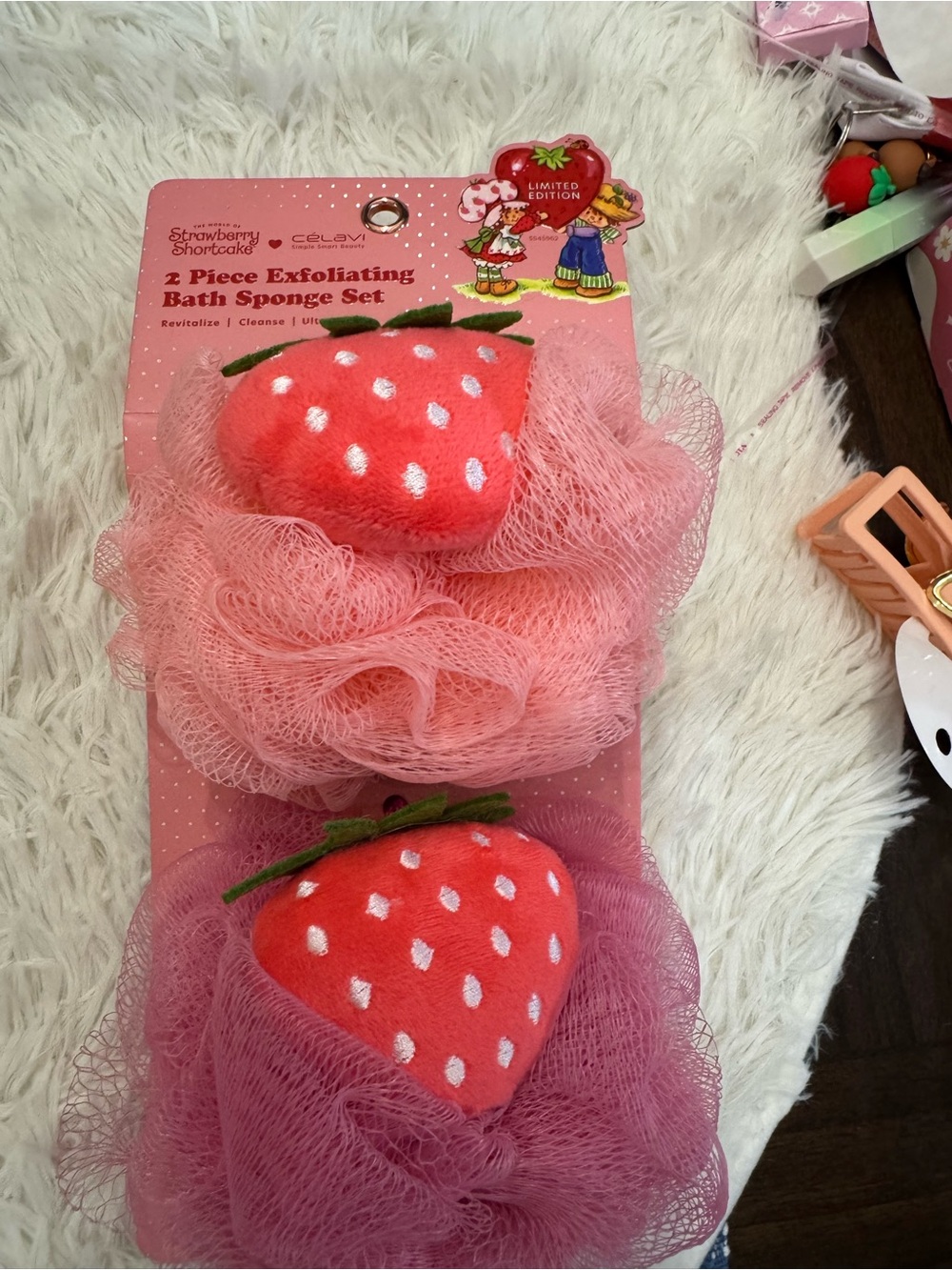 Strawberry Shortcake 2-Piece Pink Bath Exfoliating Sponge Set